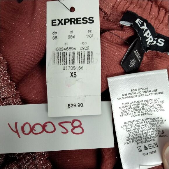 NWT Express  Blouse Womens Size XS Sparkle Loose Short Sleeve Off Shoulder Top - Picture 9 of 9